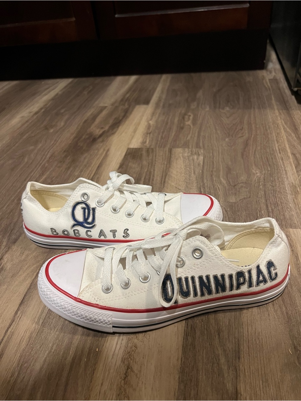 Converse White Quinnipiac Bobcats Low Top Sneakers